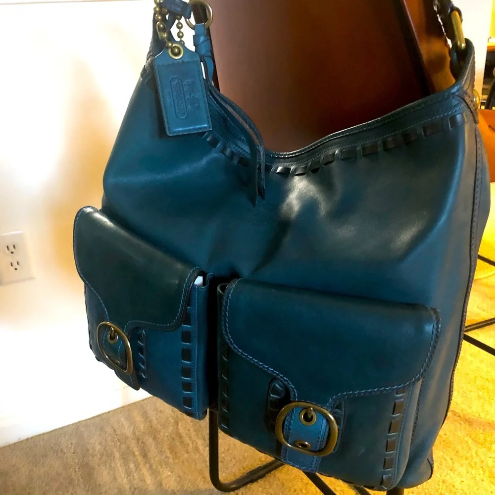 COACH RARE ELISA TEAL BLUE BAG EXCELLENT CONDITION